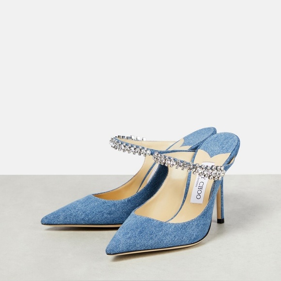 New Jimmy Choo Bing 100 embellished denim mules 39 $1,095 - Picture 4 of 15